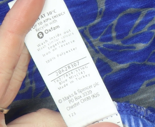 Marks and Spencer Per Una Blue Floral 3/4 Sleeve Top UK 14 Women’s Polyester