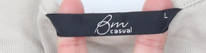 Bm Casual Womens Beige L Basic Short Sleeve Cotton T-Shirt