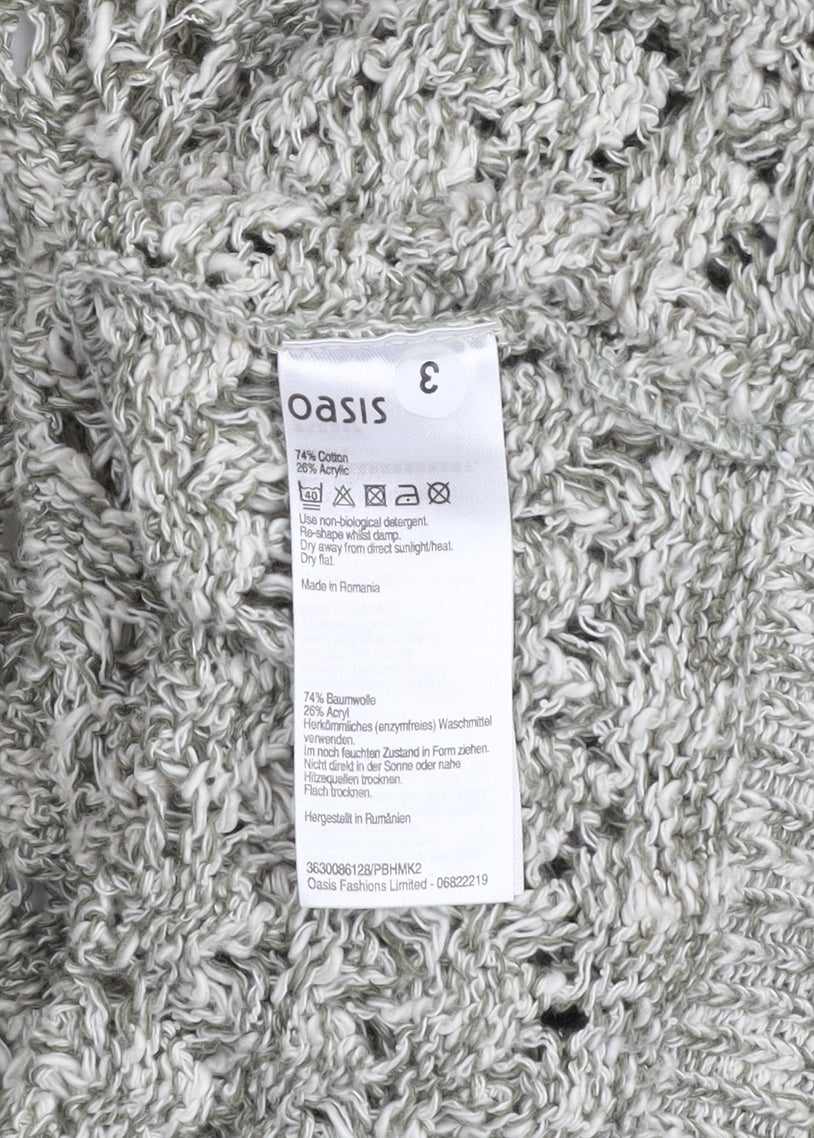 Oasis Women’s Grey Open-Knit 3/4 Sleeve Cardigan M