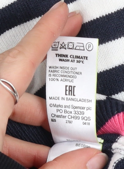 Marks and Spencer Women’s Blue Striped Crew Neck Jumper Size 20