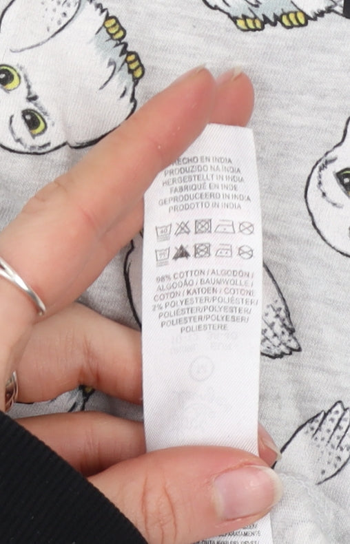 Harry Potter Womens Grey Hedwig Nightshirt Size M 10-12 Short Sleeve