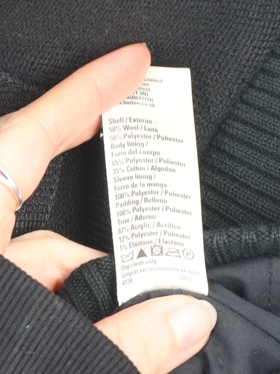 Burton Men's Black Wool Blend Bomber Jacket Size S