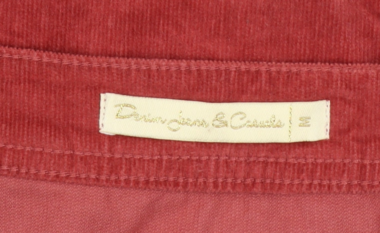 Denim jeans & Casuals Red Corduroy Knee Length Skirt Women M Button Front