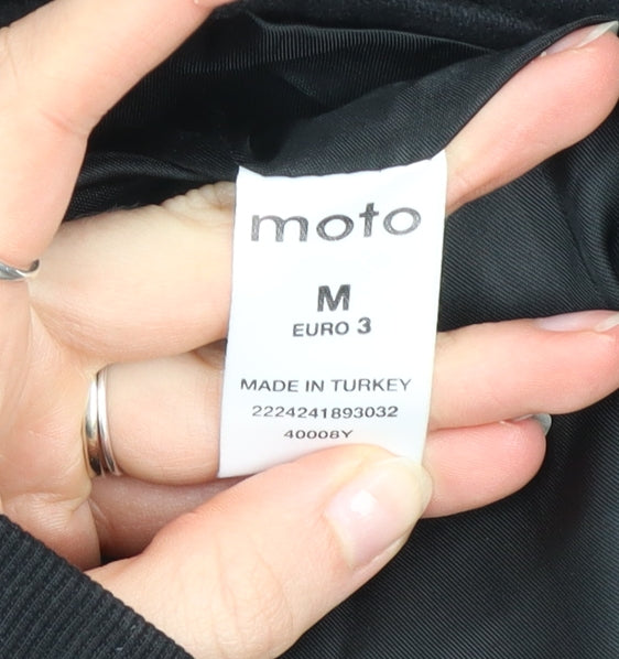 Moto Mens Black Wool Blend Mid-Length Overcoat Size M