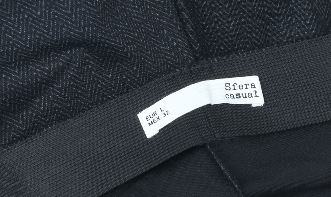 Sfera Women’s Grey Herringbone Slim Leg Leggings L Casual Stretch Trousers