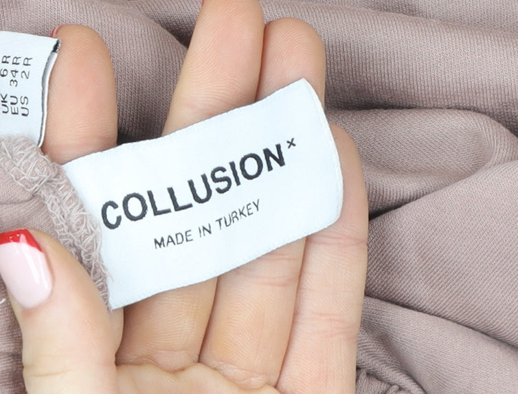 Collusion Women’s Beige Wide-Leg Cotton Trousers Size 6