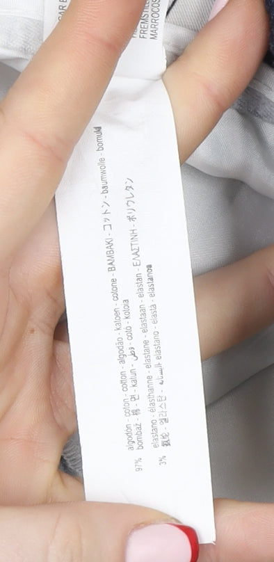 Zara Woman Blue Floral Slim Ankle Trousers Size 8 Cotton Blend