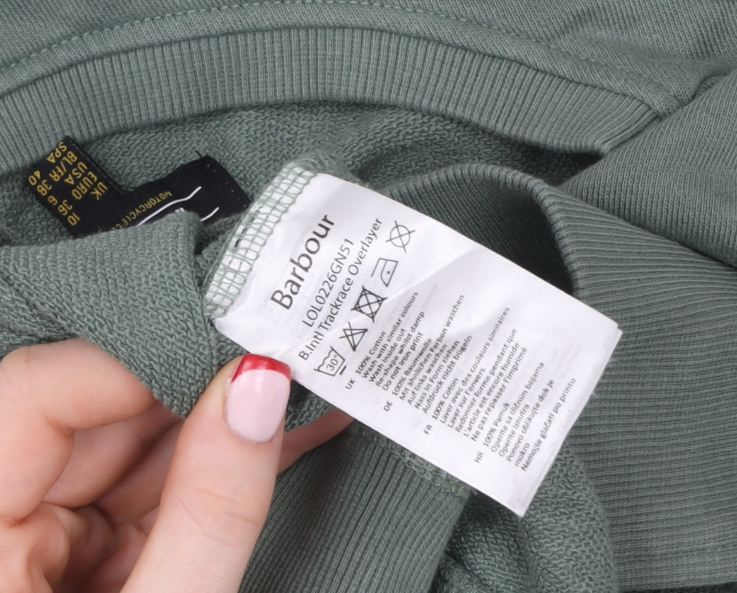 Barbour International Green Cotton Logo Crew Neck Sweatshirt Women UK 10