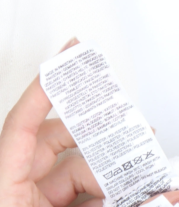 Slazenger Women Ivory Full Zip Hoodie UK 10 Cotton Blend Embroidered Logo