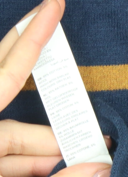 FatFace Boys Navy Striped Cotton Henley Jumper 11-12 Years