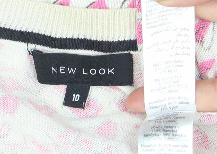 New Look Women's Multicoloured Heart Print Cotton Cardigan Size 10