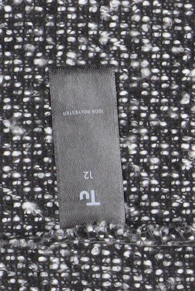 Tu Women’s Grey Checked Mid-Length Polyester Overcoat Size 12