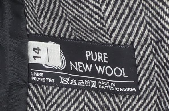 Planet Women Grey Wool Herringbone Long Blazer Jacket Size 14