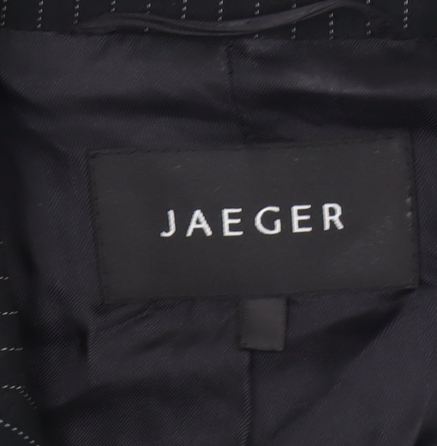 Jaeger Womens Black Pinstripe Single-Breasted Blazer UK 18 Classic Fit