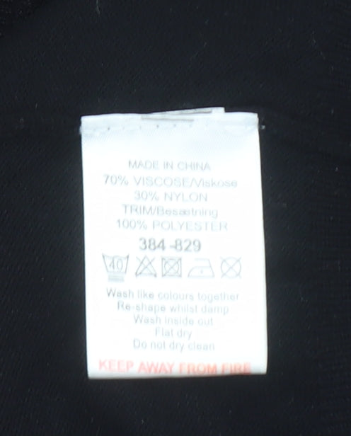 Next Women Black Short Sleeve Bow Collar Blouse Size 18