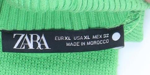 Zara Women Green Cropped Roll Neck Knit Top Size 16