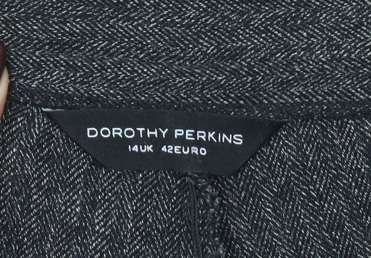 Dorothy Perkins Women’s Grey Herringbone Wide-Leg Trousers Size 14