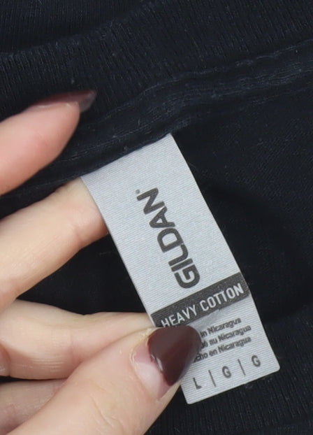 Gildan Men's Black Heavy Cotton Punk Band Graphic T-Shirt Size L