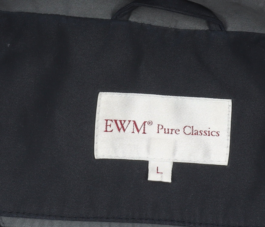 EWM Pure Classics Men's Blue L Basic Jacket Polyester Nylon Lined Zip Button Casual