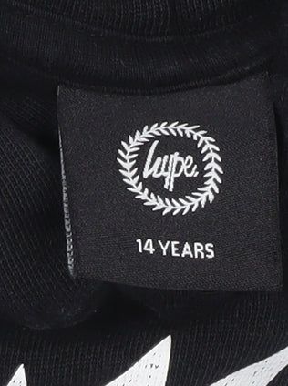 Hype Boys Black Pullover Hoodie 14 Years Cotton Graphic Print