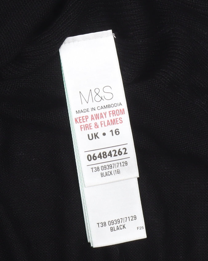 Marks and Spencer Women’s Black Viscose Relaxed Fit Jumper Size 16