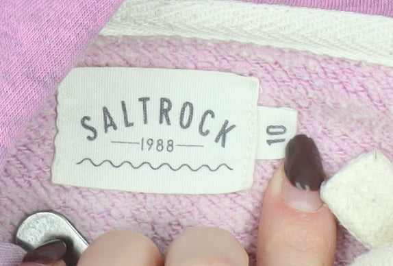 Saltrock Womens Grey Pink Full Zip Hoodie Size 10 Ombre Cotton Blend