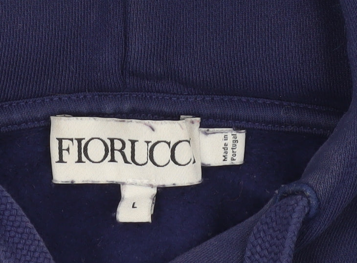 Fiorucci Men's Blue Pullover Hoodie L Logo Angel Graphic Cotton