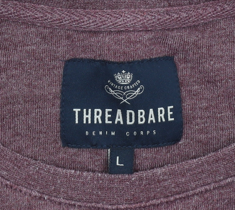 Threadbare Men's Purple Crew Neck Graphic Sweatshirt L