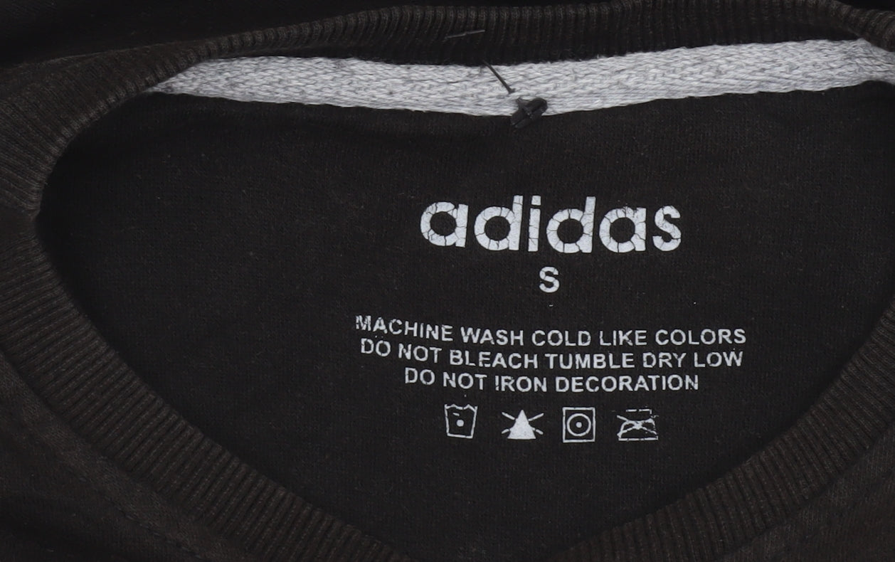 Adidas Mens Black Crew Neck Graphic Logo Sweatshirt Size S