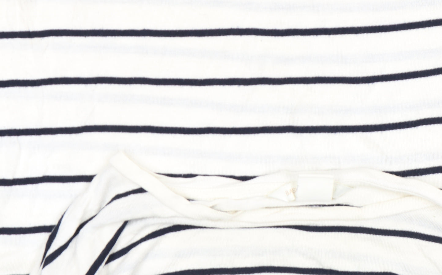 Basic Women's White Striped Short Sleeve Viscose T-Shirt M