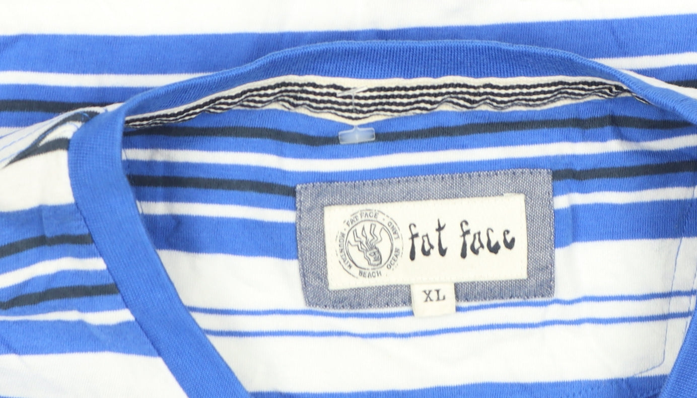 Fat Face Men's Blue Striped Cotton Crew Neck T-Shirt XL