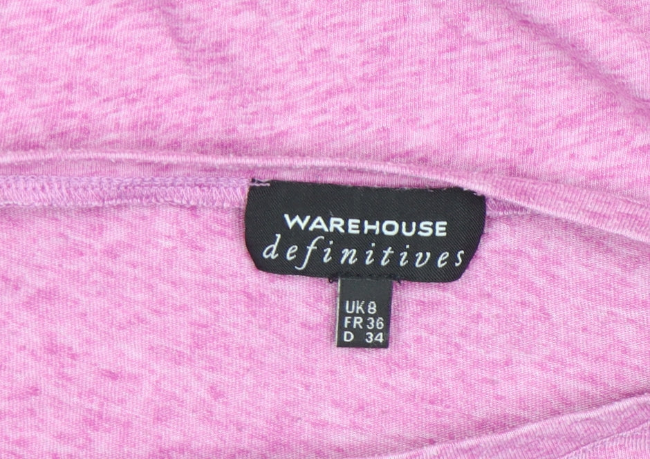 Warehouse Womens Pink Basic Jersey T-Shirt UK 8 Short Sleeve
