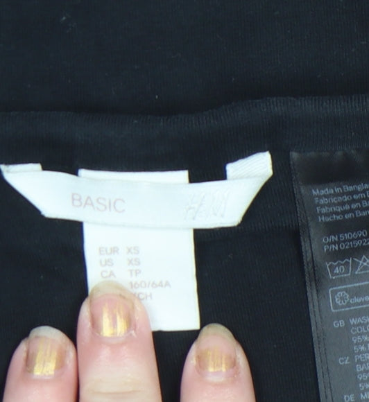 H&M Women’s Black XS Pencil Skirt Stretch Cotton Jersey