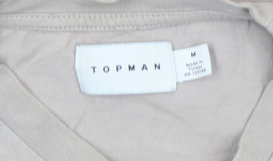 Topman Men's Grey Graphic Print Crew Neck T-Shirt Size M