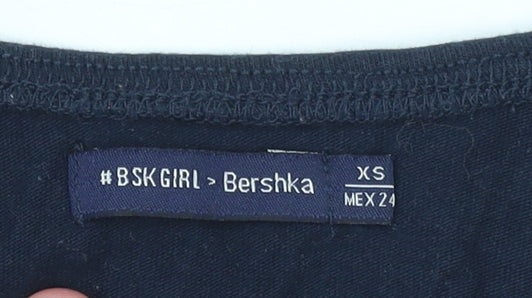 Bershka Teens Blue Off Shoulder Cropped Cotton Blouse XS