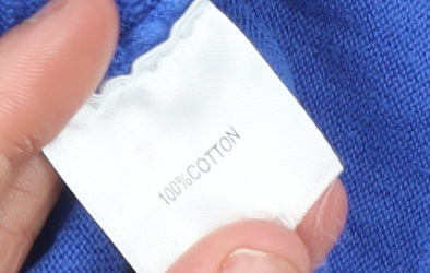 Alice Collins Women Blue Size 14 Cotton Knit Crew Neck Jumper