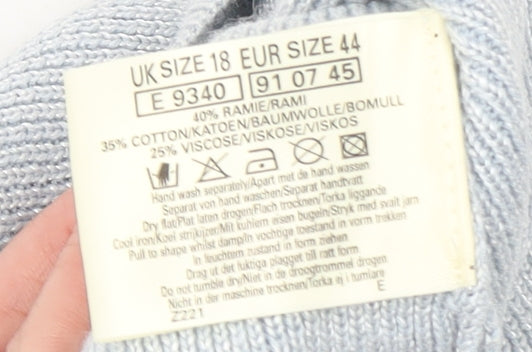 Modern Classics Women's Blue Knit Sleeveless Square Neck Tank Top Size 18