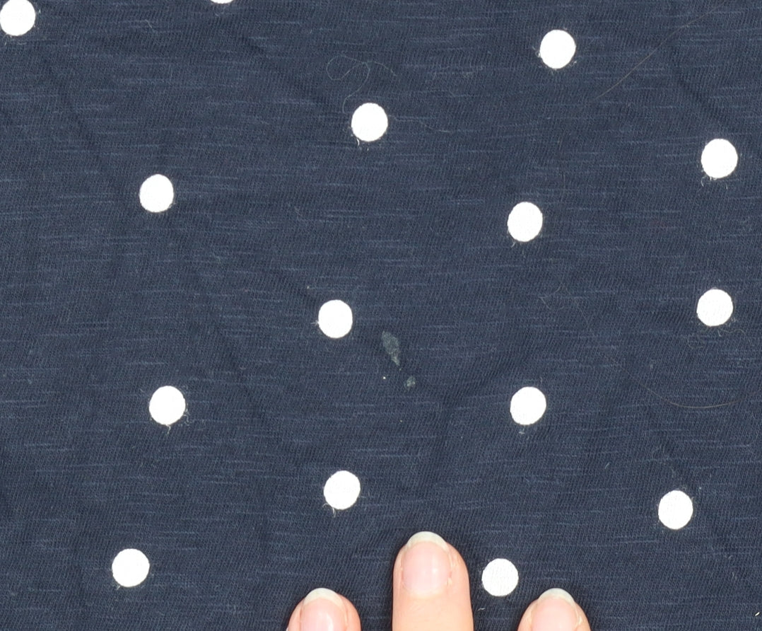Marks and Spencer Women Blue Polka Dot Cotton Long Sleeve T-Shirt Size 16