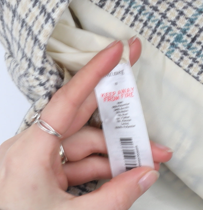 Nutmeg Women Beige Check Tweed Pencil Skirt Size 16