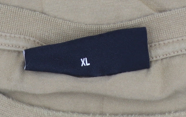 Police Men's Beige XL Crew Neck Cotton T-Shirt