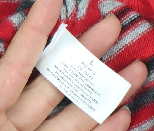 Precis Petite Women's Red Striped Wool Blend 3/4 Sleeve Jumper L