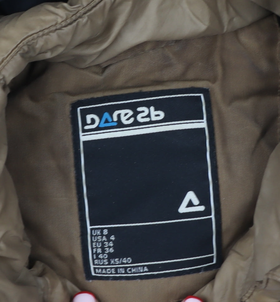 Dare 2b Women's Beige Quilted Long Hooded Puffer Coat Size 8