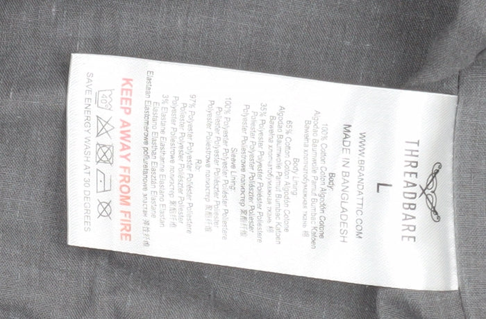 Threadbare Men's Grey Bomber Jacket Size L Cotton Blend Casual