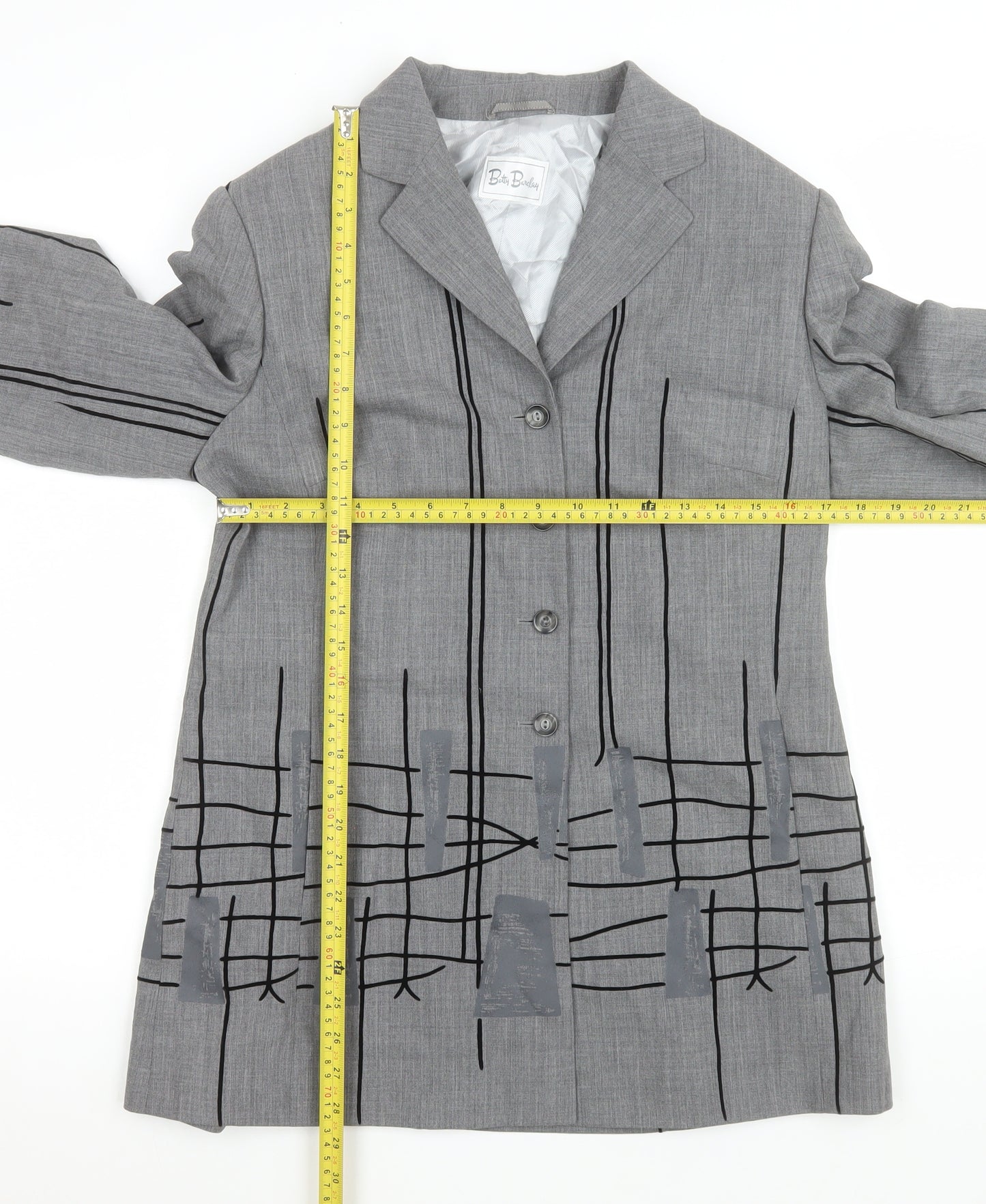 Betty Barclay Women Grey Wool Single-Breasted Blazer UK 14