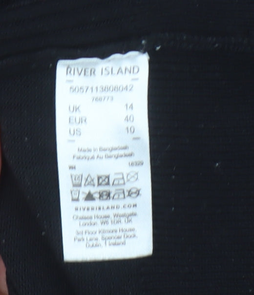 River Island Women’s Black Mock Neck Long Sleeve Button Jumper Size 14