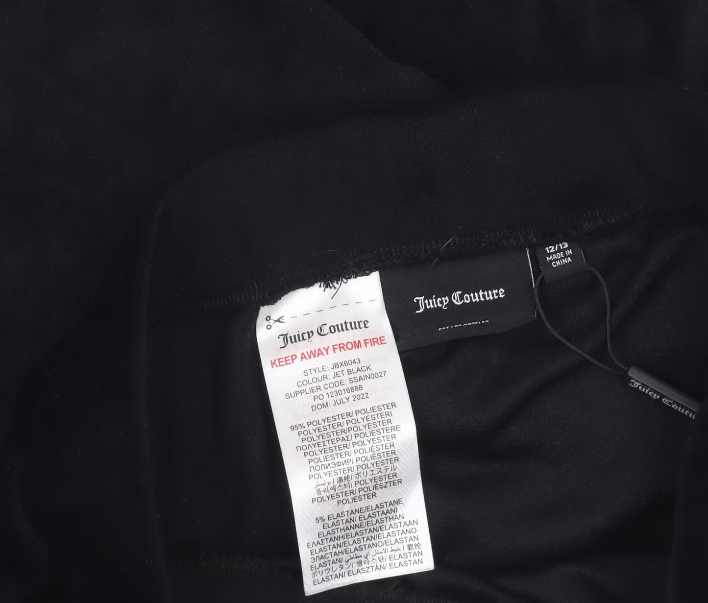 Juicy Couture Girls Black Velour Skater Skirt 13 Years Rhinestone Logo
