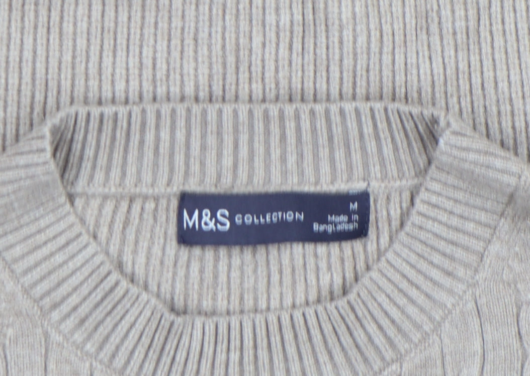 Marks and Spencer Women’s Beige Cable-Knit Wool Blend Jumper M