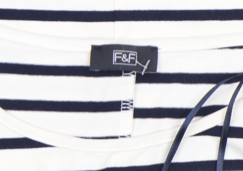 F&F Women’s Navy White Stripe A-Line Jersey Knee Dress Size 12
