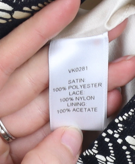 Viyella Women’s Black Floral Lace Satin Blazer Size 14 Elegant Formal Jacket