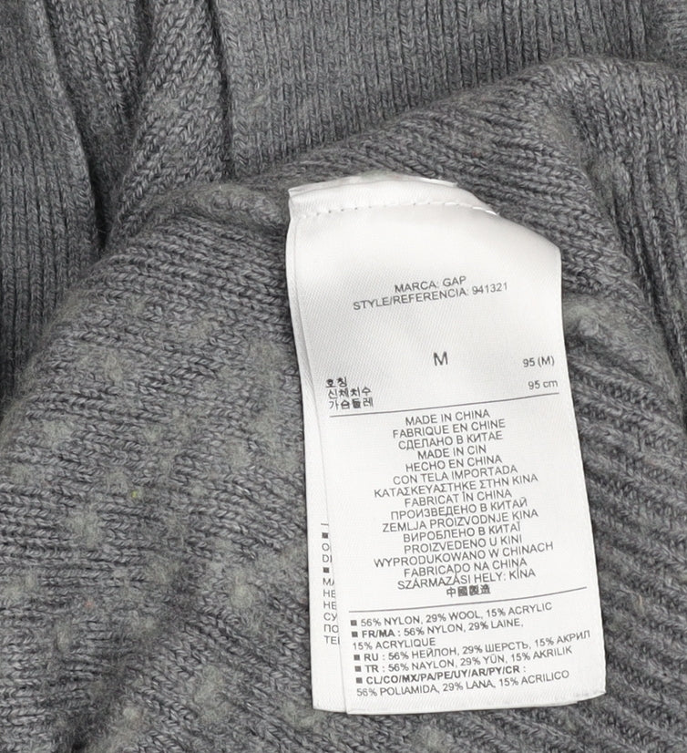 Gap Women Grey Knit Cardigan Jumper Medium Wool Blend Long Sleeve